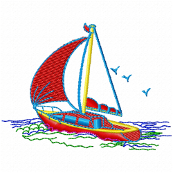 Boats Embroidery Design 11